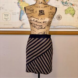 Stripe Wool Pencil Skirt